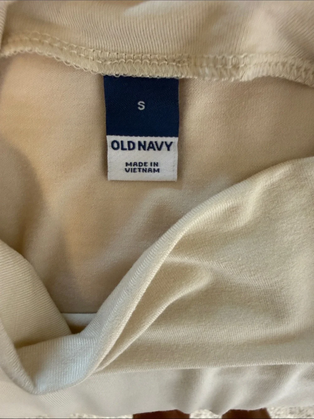Old Navy Cream Mock Neck Sleeveless Tank with Side Ruching